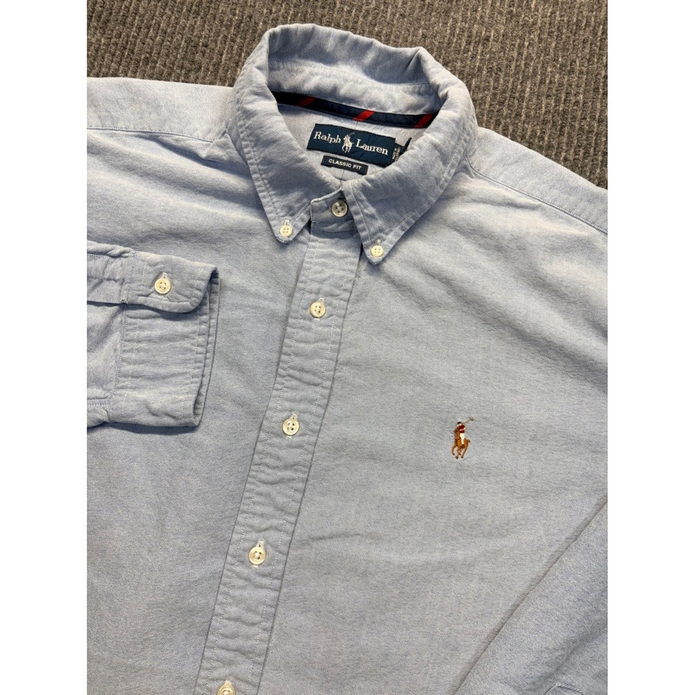 Ralph Lauren Mens XXL Classic Fit Light Blue Oxford Button Down Shirt LS